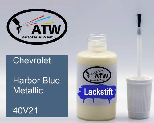 Chevrolet, Harbor Blue Metallic, 40V21: 20ml Lackstift, von ATW Autoteile West.